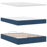 Bed met matras 140x190 cm stof blauw - thumbnail
