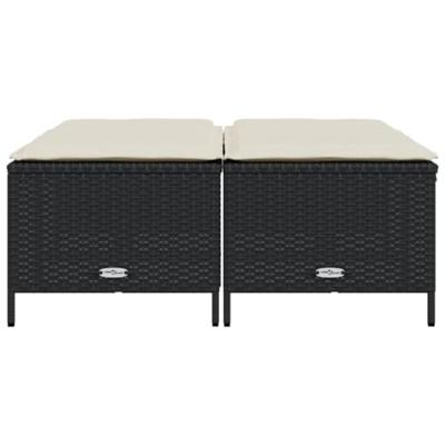 Tuinkrukken met kussens 4 st poly rattan zwart