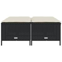 Tuinkrukken met kussens 4 st poly rattan zwart - thumbnail