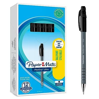 Balpen Paper Mate Flexgrip Ultra stick medium zwart | 12 stuks Balpen Paper Mate Flexgrip Ultra stick medium zwart | 12 stuks