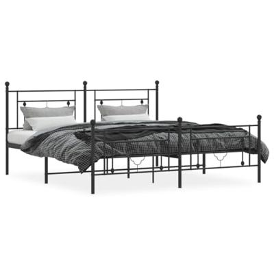 Bedframe met voetbord zonder matras metaal zwart 180x200 cm Bedframe met voetbord zonder matras metaal zwart 180x200 cm