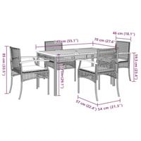 5-delige Tuinset met kussens poly rattan beige - thumbnail