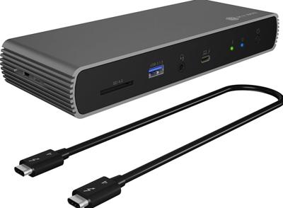 ICY BOX IB-DK8801-TB4 notebook dock & poortreplicator Bedraad Thunderbolt 4 Antraciet, Zwart