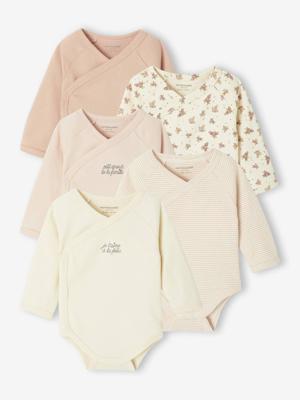Set van 5 body's met opening voor pasgeborenen lichtroze