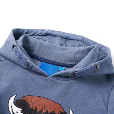 Kindertrui met capuchon 92 gemleerd blauw - thumbnail