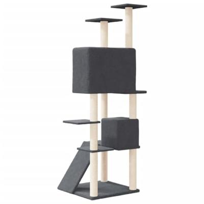 VidaXL Kattenmeubel met sisal krabpalen 153 cm donkergrijs