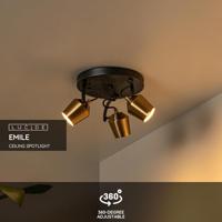 Lucide EMILE - Plafondspot - Ø 23 cm - 3xGU10 - Mat Goud / Messing - thumbnail