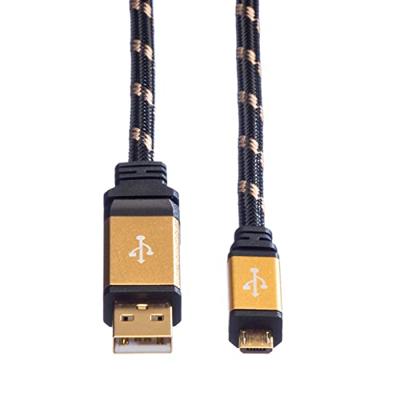 ROLINE GOLD USB 2.0 Kabel, USB A Male - Micro USB B Male, 0,8 m