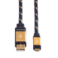 ROLINE GOLD USB 2.0 Kabel, USB A Male - Micro USB B Male, 0,8 m - thumbnail