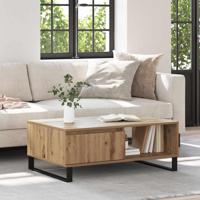 Salontafel artisanaal eikenkleurig 90 x 60 x 35 cm Bewerkt hout - thumbnail