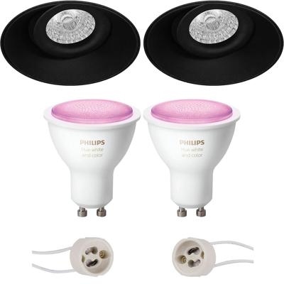 Philips Hue LED Spot Set GU10 - Trimless Rond - Mat Zwart Ø150mm