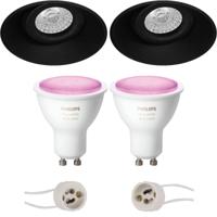 Philips Hue LED Spot Set GU10 - Trimless Rond - Mat Zwart Ø150mm - thumbnail