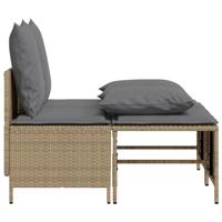 4-delige Loungeset met kussens poly rattan beige - thumbnail