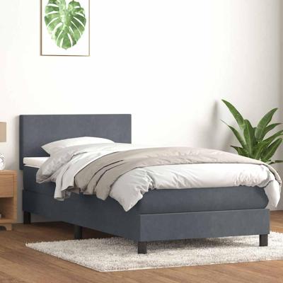 Boxspring met matras fluweel donkergrijs 90x210 cm