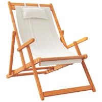 Strandstoelen 2 st inklapbaar stof crèmekleurig - thumbnail