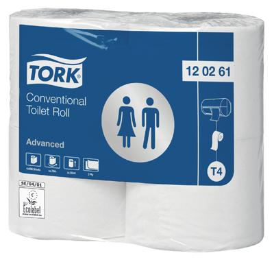 Toiletpapier Tork T4 Advanced 2-laags 493 vel wit 120261 Toiletpapier Tork T4 Advanced 2-laags 493 vel wit 120261