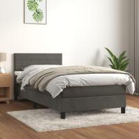 Boxspring met matras fluweel donkergrijs 90x200 cm - thumbnail