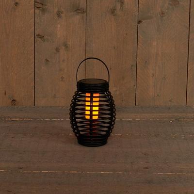 Solar lantaarn zwart d15x19 cm vlam-effect Anna's Collection - Annas collection