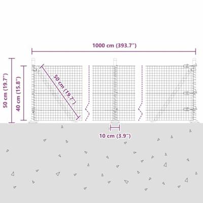 VidaXL Afrasteringspaal grijs 10 x 0,4 m (25 x 25 mm gaas)