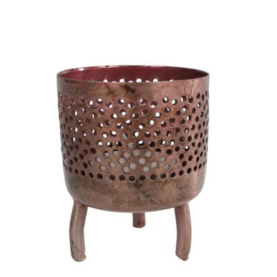 Gifts Amsterdam metalen theelichthouder luca 6x6x8 cm koper
