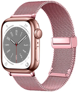 Milanese bandje met vouwbare magneetsluiting - Rosé goud - Geschikt voor Apple Watch 44mm / 45mm / 46mm / 49mm - thumbnail