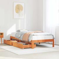 Bedframe met lades massief grenenhout wasbruin 100x200 cm - thumbnail