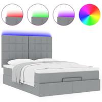 Ottoman bed met matras en LED's 140x190cm stof lichtgrijs - thumbnail