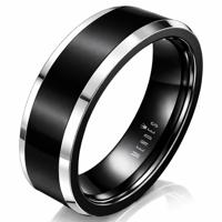 Wolfraam heren ring Zwart Zilver 8mm-22mm - thumbnail