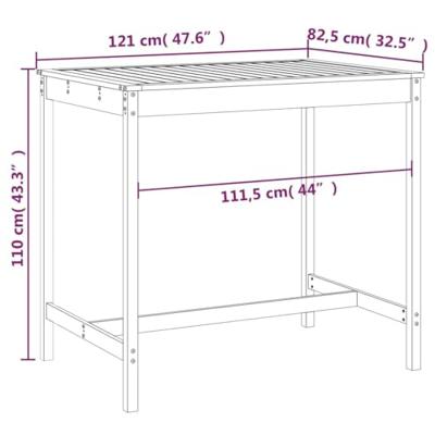 Tuintafel 121x82,5x110 cm massief grenenhout Tuintafel 121x82,5x110 cm massief grenenhout