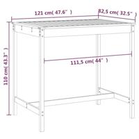 Tuintafel 121x82,5x110 cm massief grenenhout - thumbnail