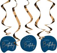 Swirls Happy Birthday Elegant True Blue (5st) - thumbnail