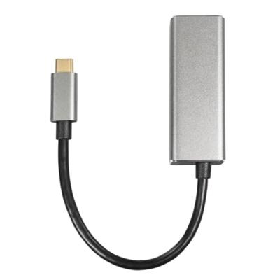 Maxtrack USB-C / RJ45-koppeling Netwerk Adapter [1x USB-C stekker - 1x RJ45-bus] 10 cm Zwart, Zilver (mat)