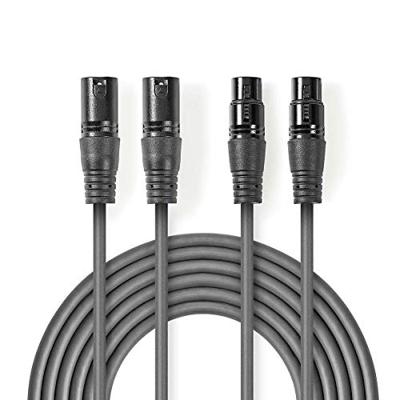 Gebalanceerde XLR-Audiokabel | 2x XLR 3-pins male - 2x XLR 3-pins female | 3,0 m | Grijs Gebalanceerde XLR-Audiokabel | 2x XLR 3-pins male - 2x XLR 3-pins female | 3,0 m | Grijs
