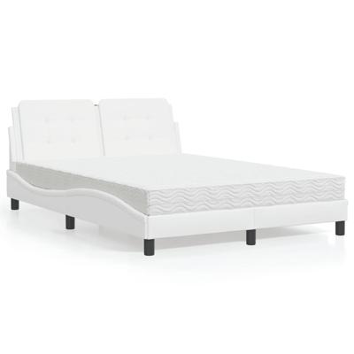 Bed met matras kunstleer wit 140x200 cm