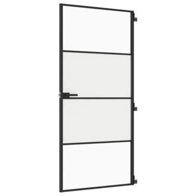 VidaXL Binnendeur smal 93x201,5 cm gehard glas en aluminium zwart - thumbnail