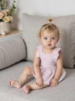 Geboortejurk met geïntegreerd broekje voor over de luier rozen - thumbnail