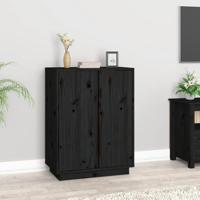 Dressoir 60x35x80 cm massief grenenhout zwart - thumbnail