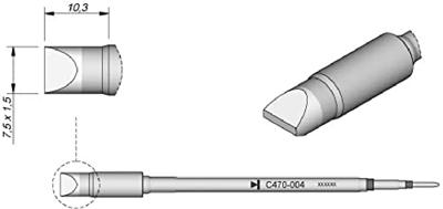 JBC Tools C470004 Soldeerpunt Beitelvorm, recht Grootte soldeerpunt 1.5 mm Lengte soldeerpunt: 10.3 mm Inhoud: 1 stuk(s)