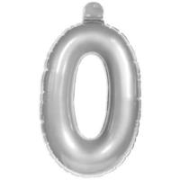 Folat BV Cijfer ballon 0 zilver - thumbnail