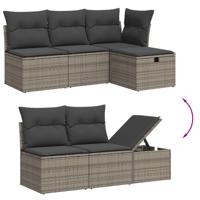 6-delige Loungeset met kussens poly rattan grijs - thumbnail