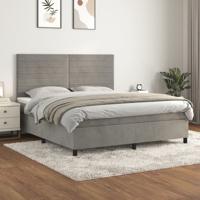 Boxspring met matras fluweel lichtgrijs 160x200 cm - thumbnail