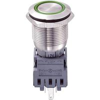 TRU COMPONENTS 701918 LAS1-BGQ-11ZE/G/12V Vandalismebestendige drukschakelaar 250 V/AC 5 A 1x uit/aan Continu Groen IP67 1 stuk(s) - thumbnail