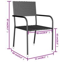 3-delige Tuinset poly rattan grijs - thumbnail