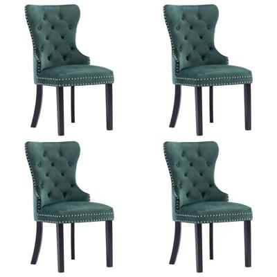 Eetkamerstoelen 4 st fluweel donkergroen
