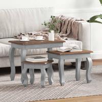 3-delige Tafeltjesset massief mahoniehout - thumbnail