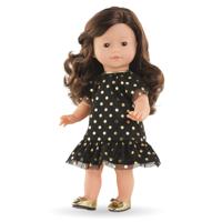 Corolle Ma zwarte popppenjurk met gouden stippen - 36cm - thumbnail