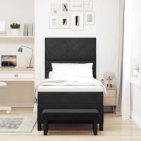 Boxspring Bed met Matras & Bank Zwart 100x200 cm Fluweel - thumbnail