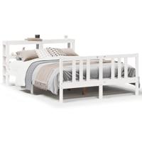 Bedframe met hoofdeinde zonder matras 140x200 cm wit - thumbnail