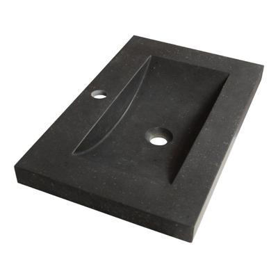 Brauer Magma Wastafel Ondiep - 60 cm - met 1 Spoelbak en 1 Kraangat - Natuursteen Basalt Antraciet