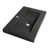 Brauer Magma Wastafel Ondiep - 60 cm - met 1 Spoelbak en 1 Kraangat - Natuursteen Basalt Antraciet - thumbnail